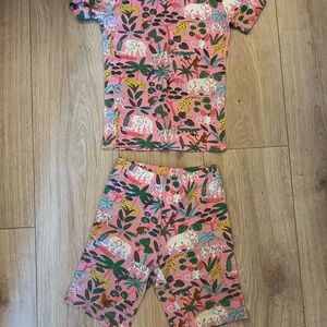 Mini Boden Pink Jungle Print Pajama Set